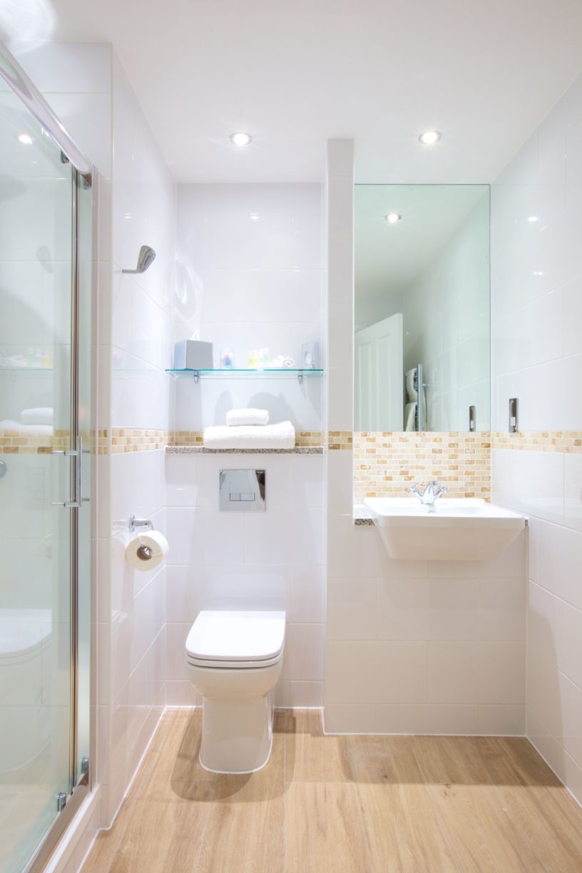 Refurbished bathroom within a bedroom at Carnoustie Golf Hotel