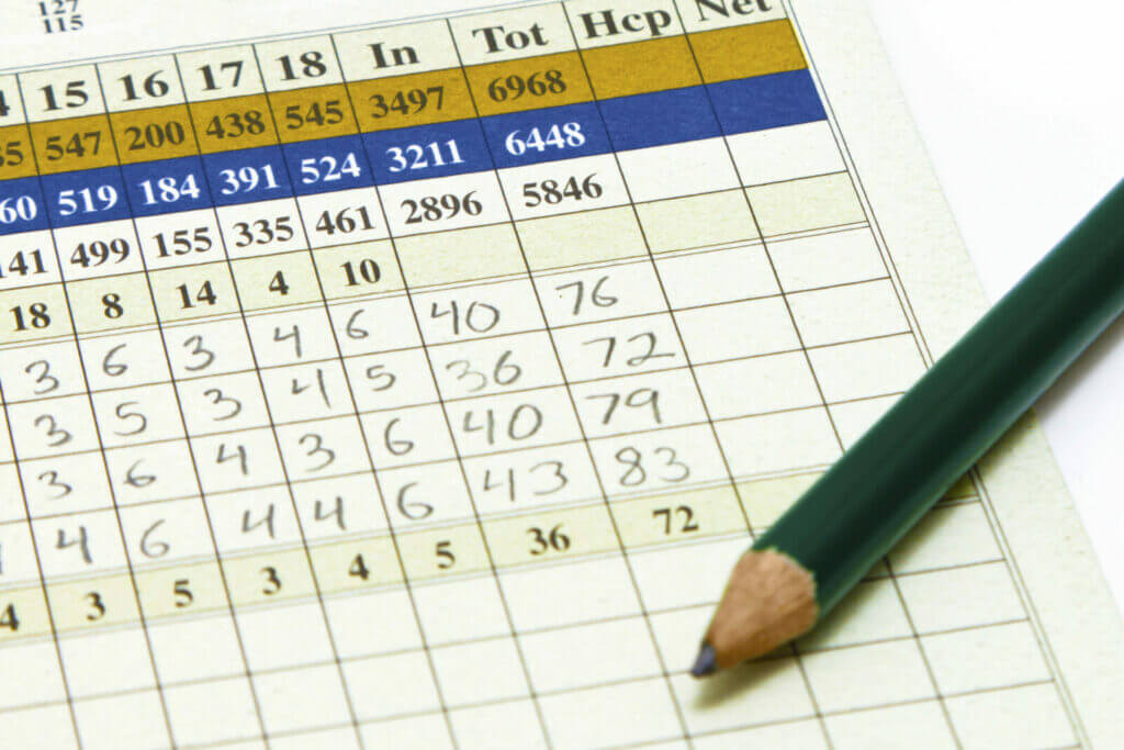 Golf scorecard filled out
