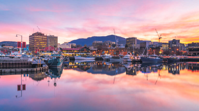 Hobart port in Tasmania