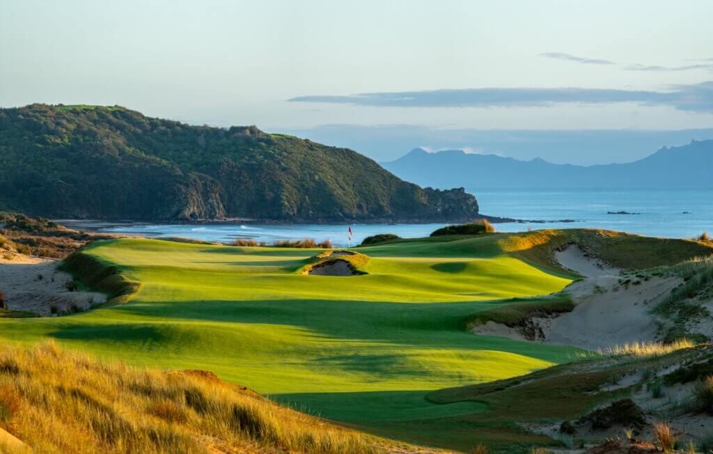 Golf course next to ocean