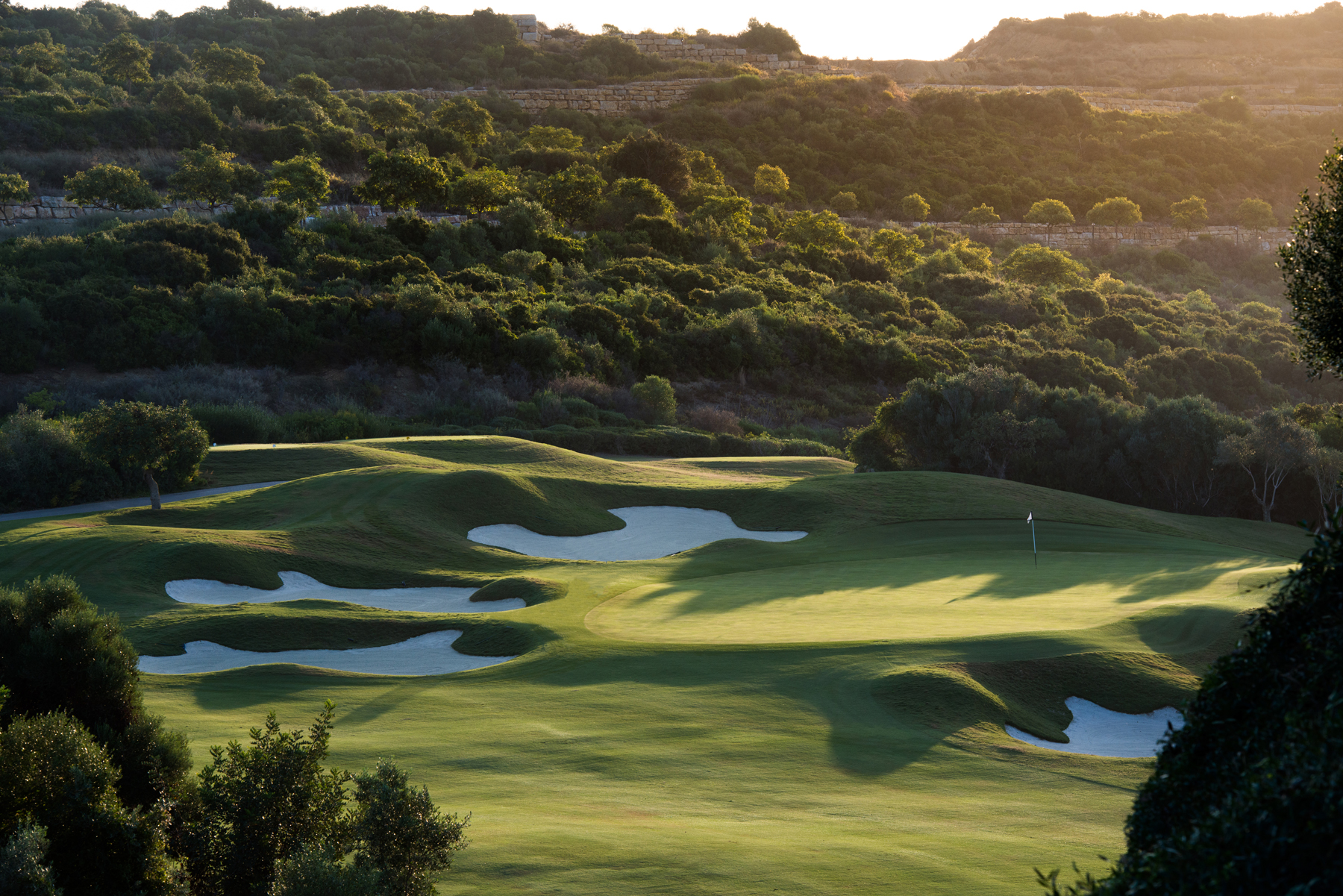 View of the 12th fairway and green, Finca Cortesin, Casares, Malaga, Spain
