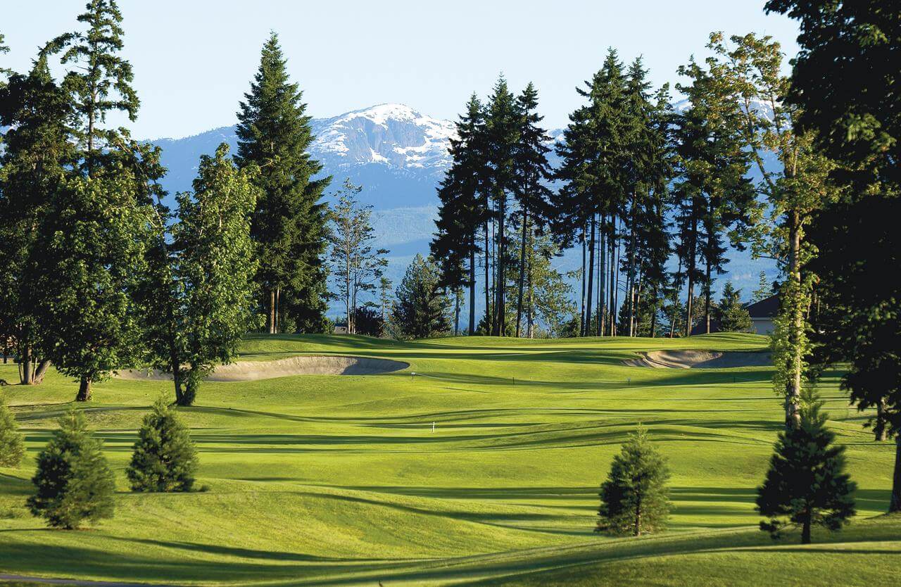 Distant mountain-view from the golf course at Crown Isle