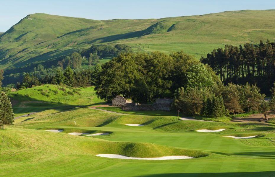 The Queens Golf Course sits below Scottish mountains